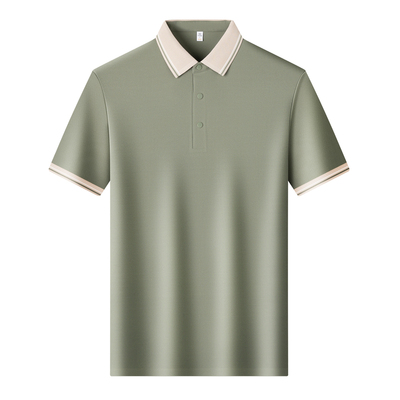 皮尔卡丹男士短袖t恤商务休闲风爆款华夫格无痕压胶打底翻领上衣