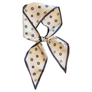 气质时尚字母双面长条丝巾女春季韩版搭配衬衫小领巾尖角绑手腕带