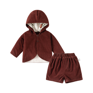 Oak mont女童套装冬装加厚儿童圣诞蚕丝绒夹棉服宝宝周岁红色衣服