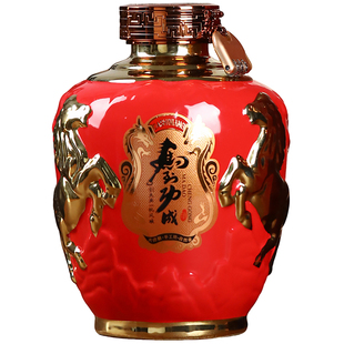 景德镇浮雕陶瓷马到成功泡酒坛空酒瓶5斤装散装密封酒壶封坛酒罐