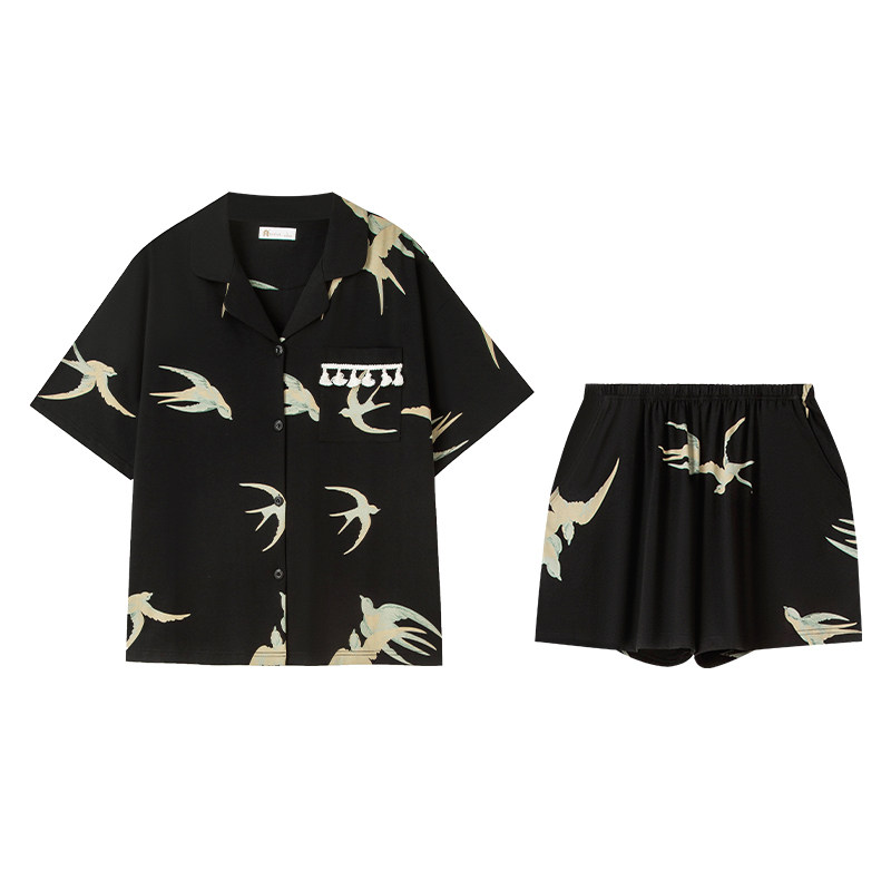 妮狄娅夏季柔软棉情侣短袖家居服