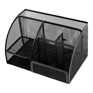 得力笔筒多功能组合金属笔架办公用品桌面收纳摆件笔插文具整理盒小清新时尚文具可爱学生大容量置物架收纳盒