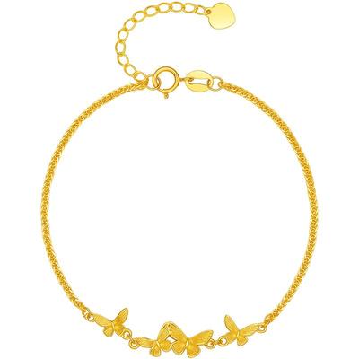 周六福黄18K金蝴蝶结手链女