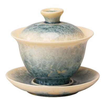 结晶釉窑变三才盖碗单个家用高档功夫茶具陶瓷泡茶碗喝茶2025新款