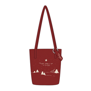 韩版设计感小众包包日常通勤百搭大容量单肩包慵懒帆布包水桶Q343