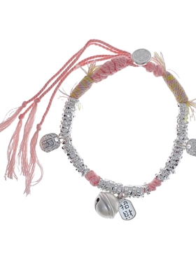 足银999锤纹银盘缠手链女