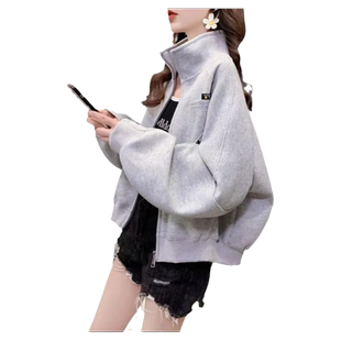爆款立领卫衣棒球服2026春秋装新款洋气加绒设计感上衣女士短外套