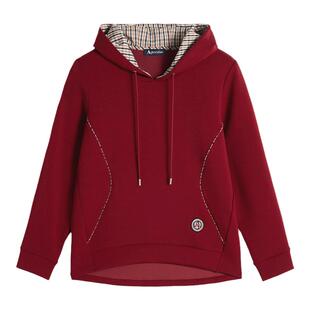 Aquascutum/雅格狮丹春夏新品女修身连帽卫衣帽衫气质