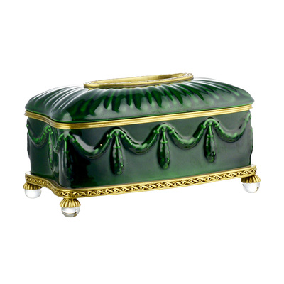 新中式祖母绿陶瓷纸巾盒抽纸盒