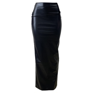 纯色pu包臀显瘦裙子Solid-color pu body-hugging slimming skirt