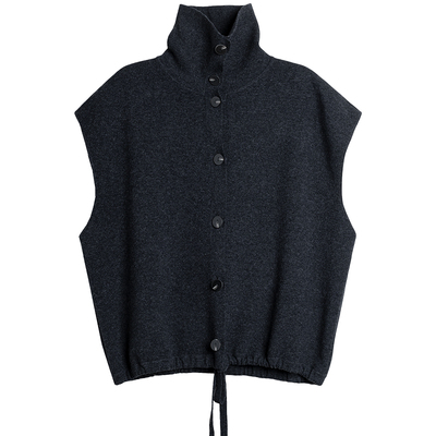 全羊毛高领宽松针织马甲