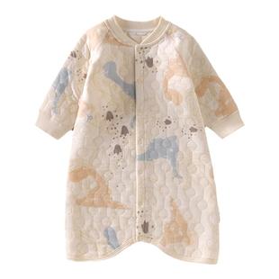 秋冬婴儿保暖睡衣睡袍儿童三层保暖睡衣宝宝加厚睡衣服家居服衣服