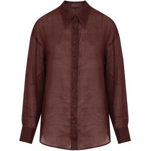 COCOBELLA[100%苎麻]古法染色衬衫女春气质波尔多酒红衬衣SR0058