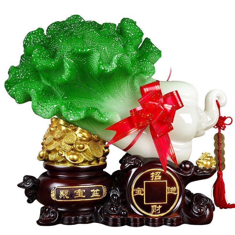 摆件客厅玉白菜招财进宝