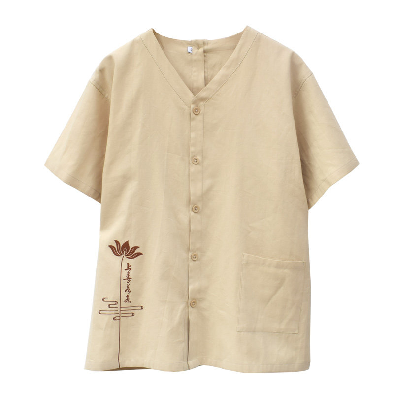 合逸衣 夏季纯棉艾灸服 短款前后开衫男女艾灸衣 薄款按摩服HK09