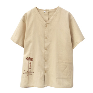 合逸衣 夏季纯棉艾灸服 短款前后开衫男女艾灸衣 薄款按摩服HK09