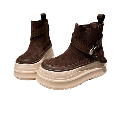 欧货真皮大头松糕马丁靴短靴女鞋