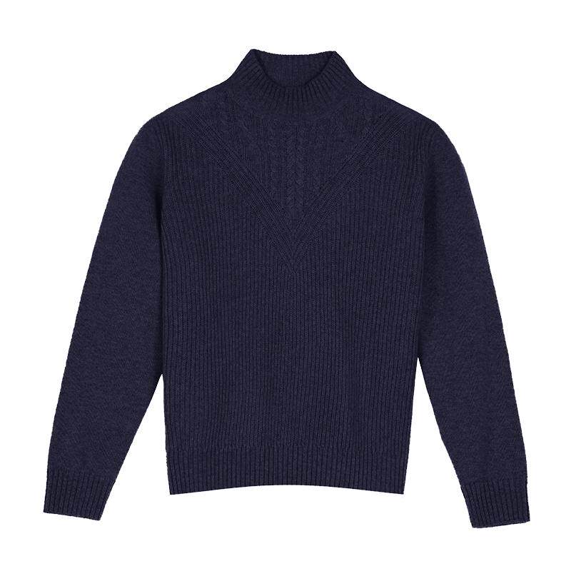 【专柜同款】鹿王100%纯山羊绒衫纯色女半高领针织毛衣秋冬新款