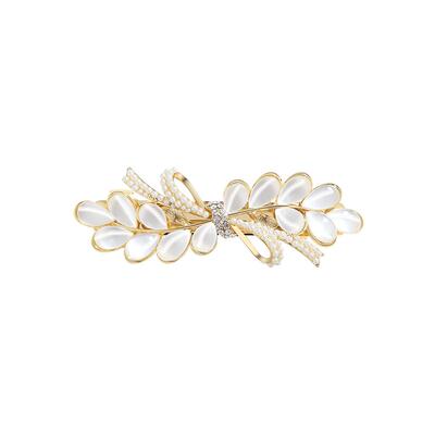 简约猫眼石贝珠后脑勺发夹