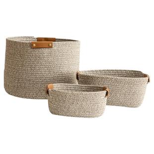 棉线编织收纳筐篮桌面化妆品储物盒厨房杂物收纳桶卧室家用脏衣篓