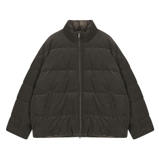 JNBY/江南布衣秋冬灯芯绒羽绒服女立领简约休闲宽松上衣5OAC12460