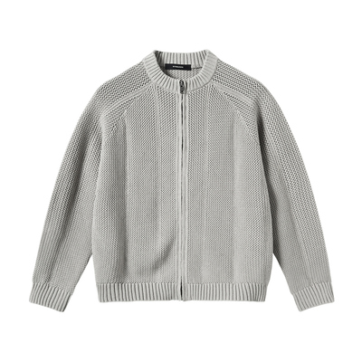 NYHSUGOO/南乙春夏20支纱线透气网孔开衫毛衣15178立领长袖针织衫