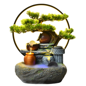 山水景观桌面风水轮招财假山循环水乔迁新居礼品装饰喷泉流水摆件