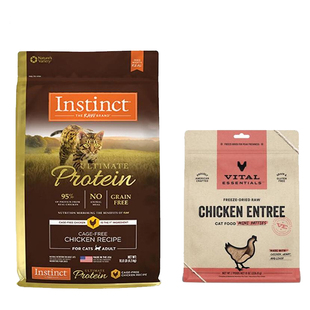 【自营】Instinct天然百利高蛋白鸡肉成猫粮10LB+VE冻干肉饼226g