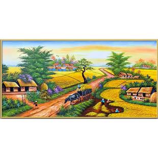 五谷丰登2026新款手工刺绣打发时间高级感十字绣线绣满绣客厅风景