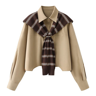 REVANYAYA芮范雅2026春新款可拆卸毛织披肩衬衫上衣女R10901483