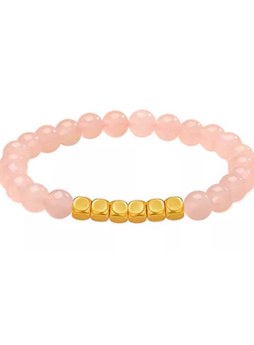 黄金方糖珠转运珠纯金手链足金999手串送礼情侣女情人节简约时尚