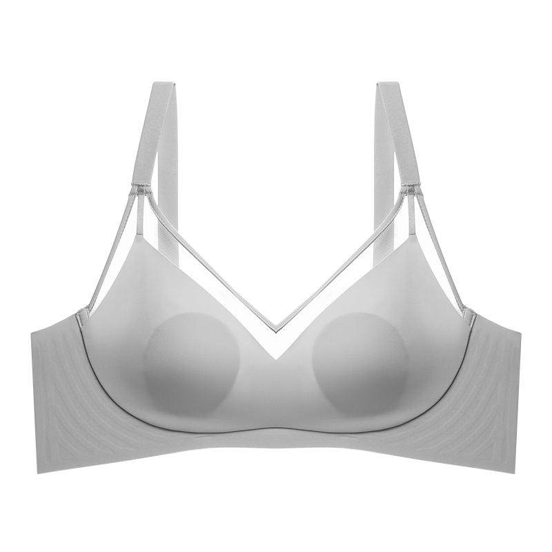 无痕内衣女夏季超薄款兔耳杯大胸显小文胸无钢圈聚拢收副乳防下垂