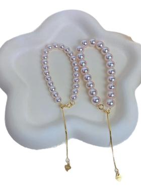 人造珍珠仿海水akoya手链樱花粉女极光正圆高级感轻奢小众设计