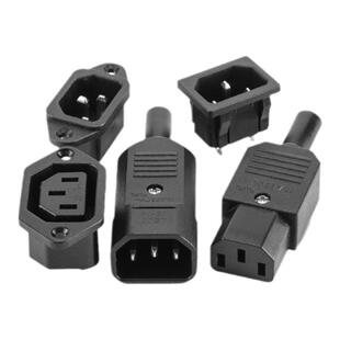 ac品字插座电源插头带开关 AC-04电动车电饭锅三芯大功率公母对接