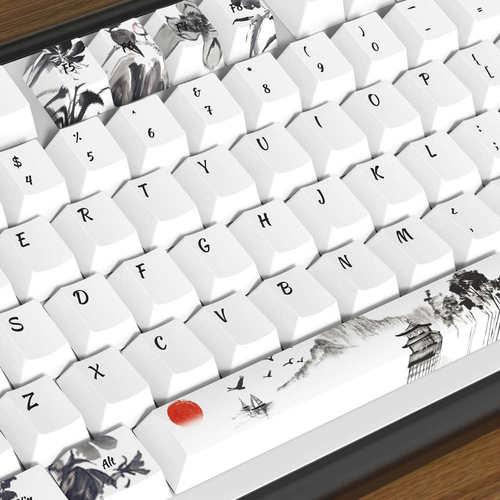 水墨中国风原厂高度PBT热升华键帽61/64/68/84/87/96/980/104/108