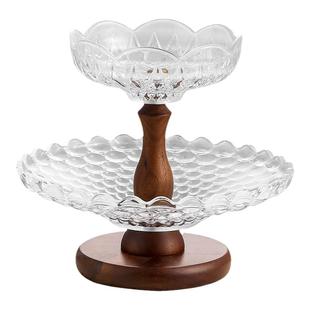 水果盘家用客厅餐厅收纳陶瓷多层零食点心架甜品摆放盘子双层摆件