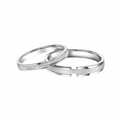 周­大­福铂金戒指女PT950白金素圈情侣对戒情人节送女友礼物男
