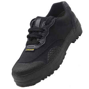 3537劳保鞋正品防臭耐磨黑色工地胶鞋男保安鞋帆布工作厚底解放鞋