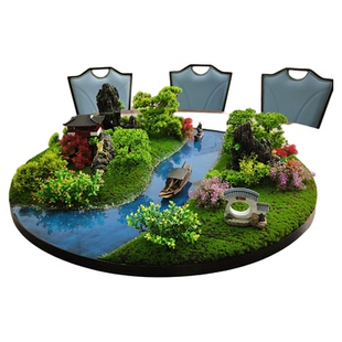 酒店饭店餐桌中间摆花电动转盘摆件餐厅花艺装饰品高端大圆桌摆台