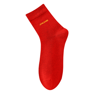 健将本命年红袜子男款纯棉透气红色中筒袜男士2026属马结婚礼物冬