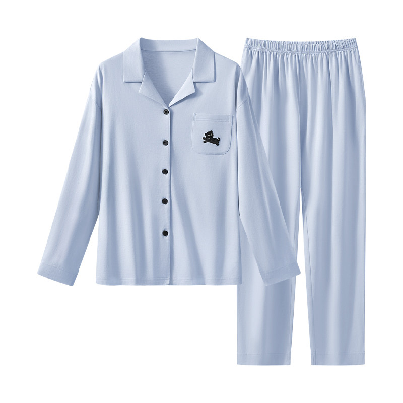 天丝棉家居服套装长袖情侣睡衣