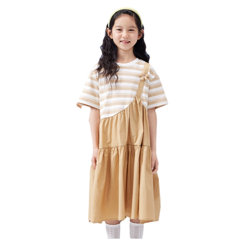 巴拉巴拉女童连衣裙大童条纹公主裙夏装儿童裙子夏季新款童装潮流
