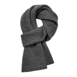 FANCET纯羊毛围巾男秋冬纯色保暖加厚针织围脖送礼物老公男生礼盒