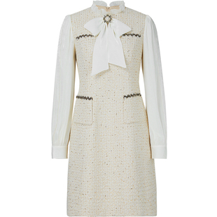 Koradior珂莱蒂尔商场同款2025冬新款气质羊毛花呢香风两件套裙装