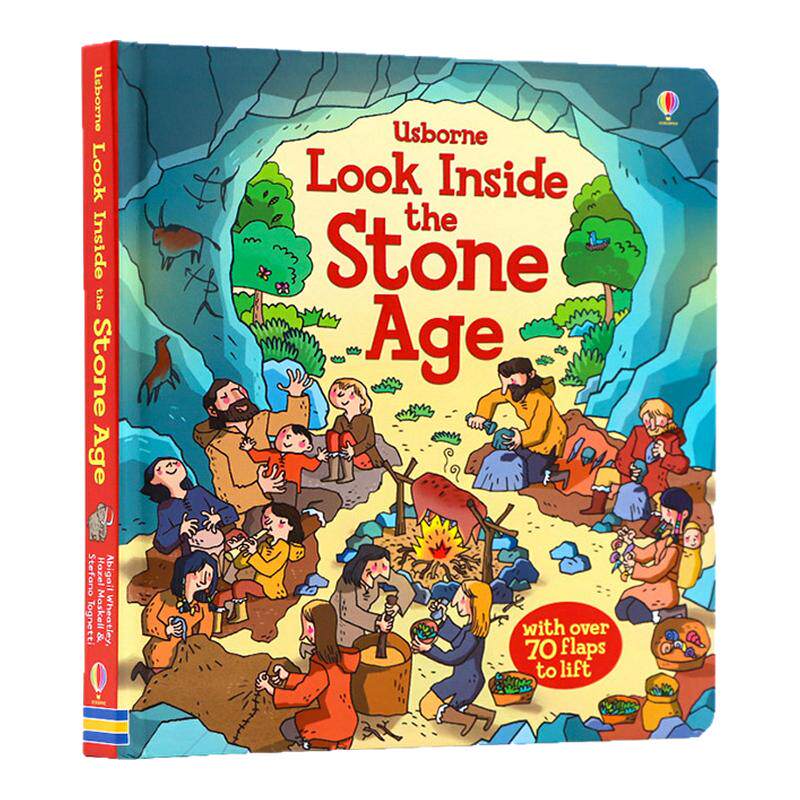 Usborne看里面系列翻翻书 走进石器时代 英文原版绘本 Look Inside the Stone Age立体书早教书翻翻书科普科学知识英语绘本故事书