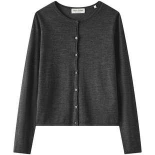 [可机洗100%绵羊毛]MOP 秋冬新品时尚针织开衫女士毛衣打底衫上衣