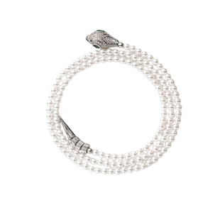 灵蛇珍珠项链多戴式人造澳白小米珠长款秋冬毛衣链小众高级感颈链