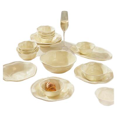 奶油碗碟套装高颜值釉下彩餐具