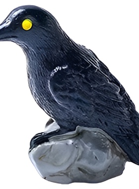 微景观仿真乌鸦招财桌面造景摆件