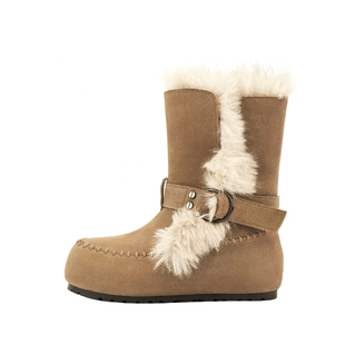 喵唔的天空3cm内增高斯拉夫俄式低筒雪地靴女冬翻毛口大毛毛短靴